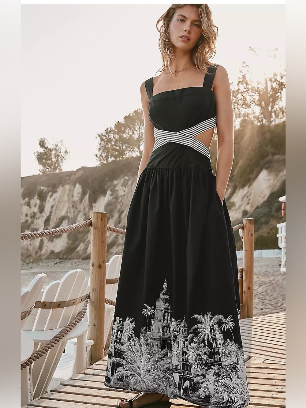 NWT Petite LOFT Beach Casablanca Cutout Maxi Pocket Dress, Size XXSP